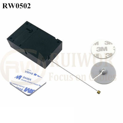 RW0502 Cuboid Anti Theft Pull Box With Dia 30mm Circular Adhesive ABS Plate For Store Security Product Position