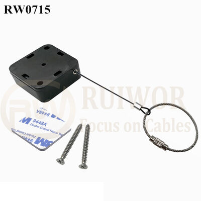 RW0715 Square Retractable Cable Plus Wire Rope Ring Catch For Retail Store Advertising Display