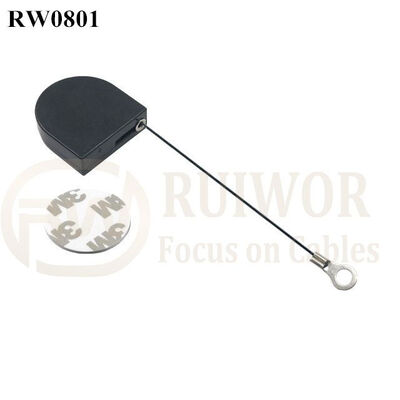 RW0801 D-Shaped Small Retractable Tether Plus Ring Terminal Inner Hole 3mm 4mm 5mm For Option
