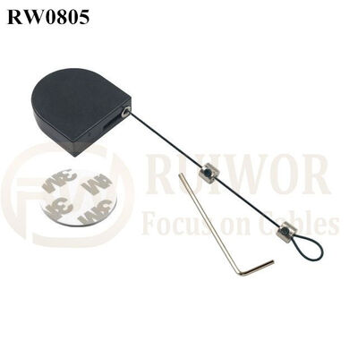 RW0805 D-Shaped Mini Retractable Tether Plus Adjustalbe Lasso Loop End By Small Lock And Allen Key
