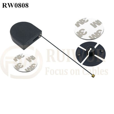 RW0808 D-Shaped Small Retractable Tether Plus Dia 38mm Circular Sticky Flexible ABS Plate