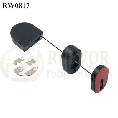 RW0817 D-Shaped Small Retractable Tether Plus Magnetic Clasps For Electronic Parts Store Security Display