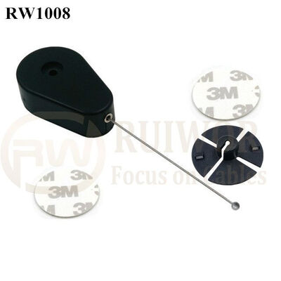 RW1008 Drop-Shaped Retractable Security Tether Plus Dia 38mm Circular Sticky Flexible ABS Plate For Store Display