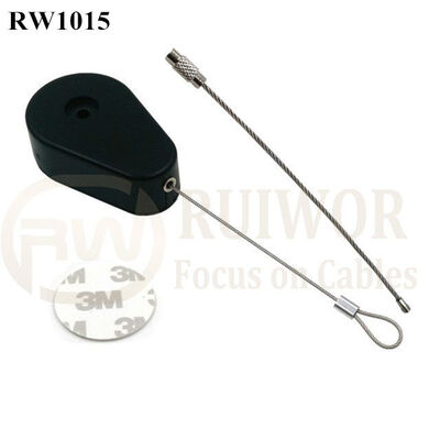 RW1015 Drop-Shaped Retractable Security Tether Plus Size Customizable Wire Rope Ring Catch