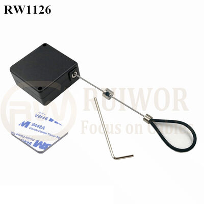 RW1126 Square Retail Security Tether Plus Adjustable Stainless Steel Wire Loop Clad Silicone Hose For Product Positioning