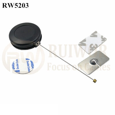 RW5203 Round Anti Theft Retractor Plus 35X22mm Rectangular Adhesive Metal Plate