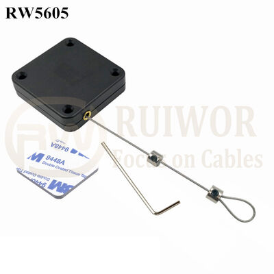 RW5605 Square Heavy Duty Retractable Cable Plus Adjustalbe Lasso Loop By Small Lock And Allen Key Forces MAX 2.5LB Longest 6M