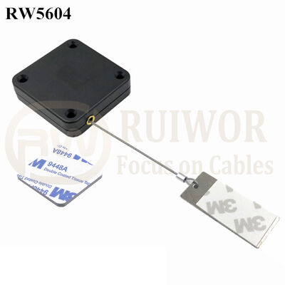 RW5604 Square Heavy Duty Retractable Cable Plus 45X19mm Rectangular Sticky Metal Plate