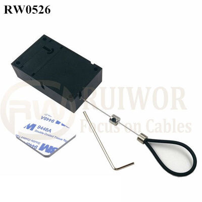 RW0526 Cuboid Anti Theft Pull Box With Adjustalbe Stainless Steel Anti-Theft Cable Loop Coated With Silicone Hose