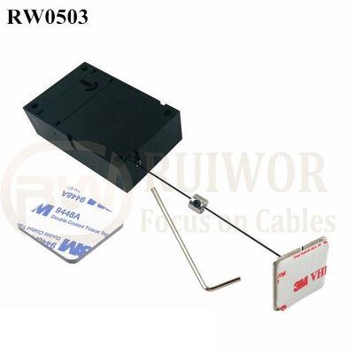 RW0503 Cuboid Anti Theft Pull Box With 35X22mm Rectangular Adhesive Metal Plate For Mobile Phones Retail Security Display