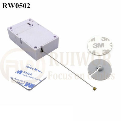 RW0502 Cuboid Anti Theft Pull Box With Dia 30mm Circular Adhesive ABS Plate For Store Security Product Position