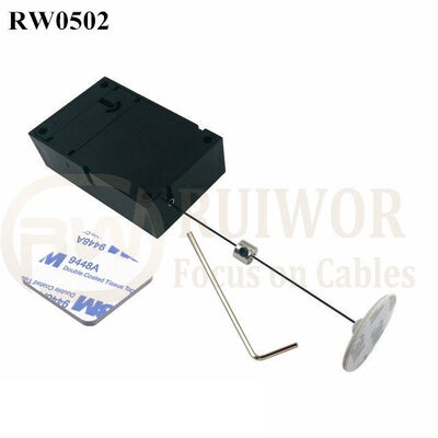 RW0502 Cuboid Anti Theft Pull Box With Dia 30mm Circular Adhesive ABS Plate For Store Security Product Position