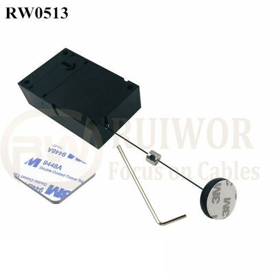 RW0513 Cuboid Anti Theft Pull Box With Dia 30MMx5.5MM Circular Adhesive ABS Block