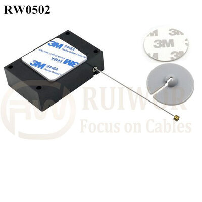 RW0502 Cuboid Anti Theft Pull Box With Dia 30mm Circular Adhesive ABS Plate For Store Security Product Position