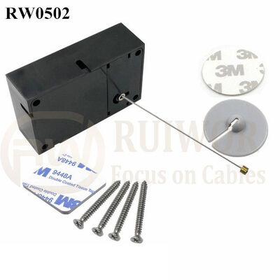 RW0502 Cuboid Anti Theft Pull Box With Dia 30mm Circular Adhesive ABS Plate For Store Security Product Position