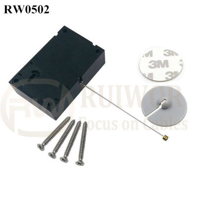 RW0502 Cuboid Anti Theft Pull Box With Dia 30mm Circular Adhesive ABS Plate For Store Security Product Position