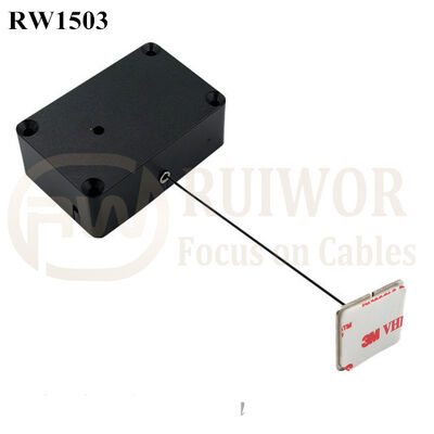 RW1503 Cuboid Multifunctional Retractable Cable With 35X22mm Rectangular Adhesive Metal Plate For Mobile Phones Retail Security Display