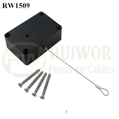 RW1509 Cuboid Multifunctional Retractable Cable With Size Customizable And Fixed Loop End For Retail Product Display Protection