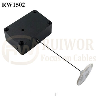 RW1502 Cuboid Multifunctional Retractable Cable With Dia 30mm Circular Adhesive ABS Plate For Store Security Product Position