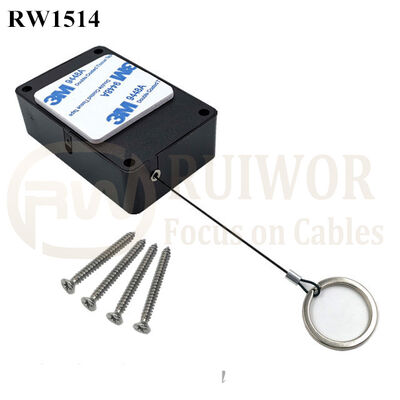 RW1514 Cuboid Multifunctional Retractable Cable With Demountable Key Ring For Retail Product Positioning