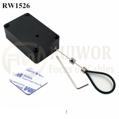 RW1526 Cuboid Multifunctional Retractable Cable With Adjustalbe Stainless Steel Anti-Theft Cable Loop Coated With Silicone Hose