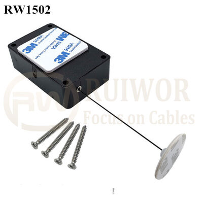 RW1502 Cuboid Multifunctional Retractable Cable With Dia 30mm Circular Adhesive ABS Plate For Store Security Product Position