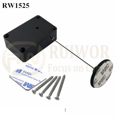 RW1525 Cuboid Multifunctional Retractable Cable With Dia 38mm Circular Adhesive Plastic Plate Connector