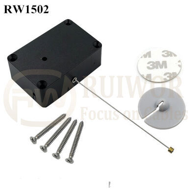 RW1502 Cuboid Multifunctional Retractable Cable With Dia 30mm Circular Adhesive ABS Plate For Store Security Product Position