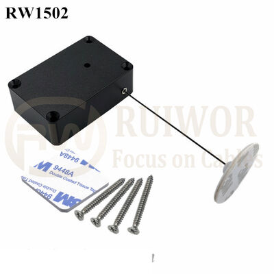 RW1502 Cuboid Multifunctional Retractable Cable With Dia 30mm Circular Adhesive ABS Plate For Store Security Product Position