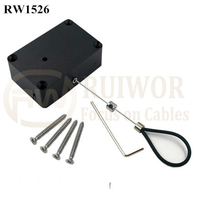 RW1526 Cuboid Multifunctional Retractable Cable With Adjustalbe Stainless Steel Anti-Theft Cable Loop Coated With Silicone Hose