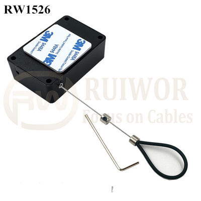 RW1526 Cuboid Multifunctional Retractable Cable With Adjustalbe Stainless Steel Anti-Theft Cable Loop Coated With Silicone Hose