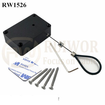 RW1526 Cuboid Multifunctional Retractable Cable With Adjustalbe Stainless Steel Anti-Theft Cable Loop Coated With Silicone Hose