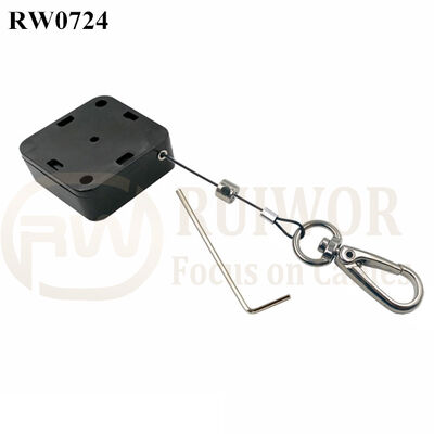 RW0724 Square Retractable Cable Plus Key Hook Wire Rope End As Tethered Mechanism