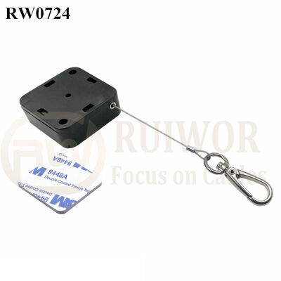 RW0724 Square Retractable Cable Plus Key Hook Wire Rope End As Tethered Mechanism
