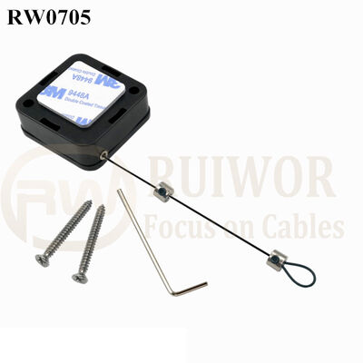 RW0705 Square Retractable Cable Plus Adjustalbe Lasso Loop End By Small Lock And Allen Key