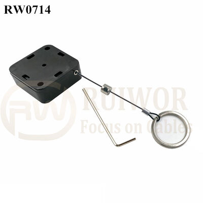 RW0714 Square Retractable Cable Plus With Demountable Key Ring For Retail Positioning Advertising Display