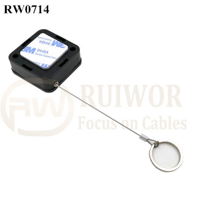 RW0714 Square Retractable Cable Plus With Demountable Key Ring For Retail Positioning Advertising Display