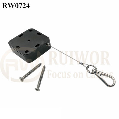 RW0724 Square Retractable Cable Plus Key Hook Wire Rope End As Tethered Mechanism