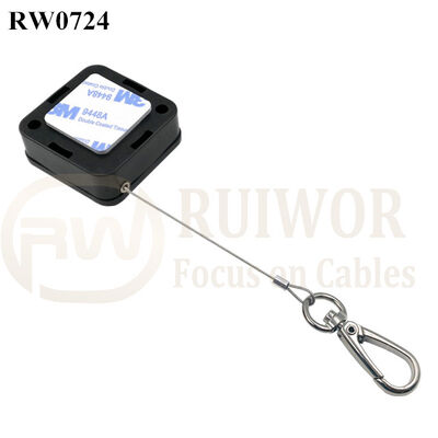RW0724 Square Retractable Cable Plus Key Hook Wire Rope End As Tethered Mechanism