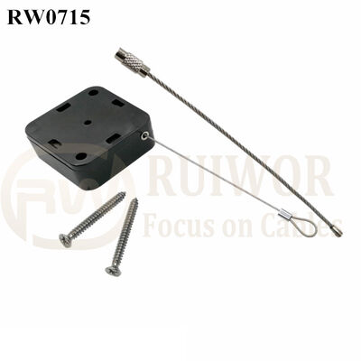 RW0715 Square Retractable Cable Plus Wire Rope Ring Catch For Retail Store Advertising Display