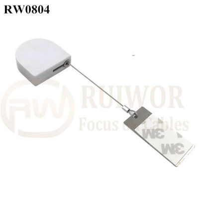 RW0804 D-Shaped Micro Retractable Tether Plus 45X19mm Rectangular Sticky Metal Plate