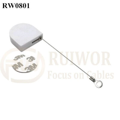 RW0801 D-Shaped Small Retractable Tether Plus Ring Terminal Inner Hole 3mm 4mm 5mm For Option