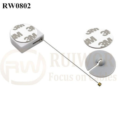 RW0802 D-Shaped Mini Retractable Tether Plus Dia 30mm Circular Adhesive ABS Plate For Store Retail Security