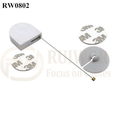 RW0802 D-Shaped Mini Retractable Tether Plus Dia 30mm Circular Adhesive ABS Plate For Store Retail Security