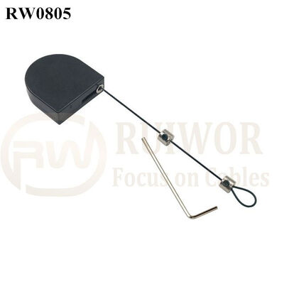 RW0805 D-Shaped Mini Retractable Tether Plus Adjustalbe Lasso Loop End By Small Lock And Allen Key