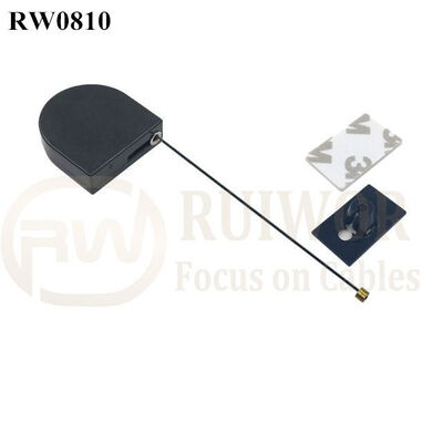 RW0810 D-Shaped Micro Retractable Tether Plus 25X15mm Rectangular Adhesive ABS Plate