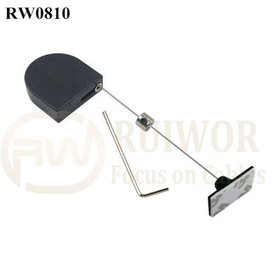 RW0810 D-Shaped Micro Retractable Tether Plus 25X15mm Rectangular Adhesive ABS Plate