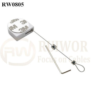RW0805 D-Shaped Mini Retractable Tether Plus Adjustalbe Lasso Loop End By Small Lock And Allen Key