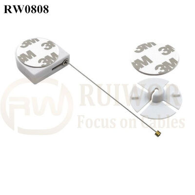 RW0808 D-Shaped Small Retractable Tether Plus Dia 38mm Circular Sticky Flexible ABS Plate