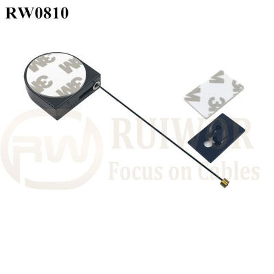 RW0810 D-Shaped Micro Retractable Tether Plus 25X15mm Rectangular Adhesive ABS Plate